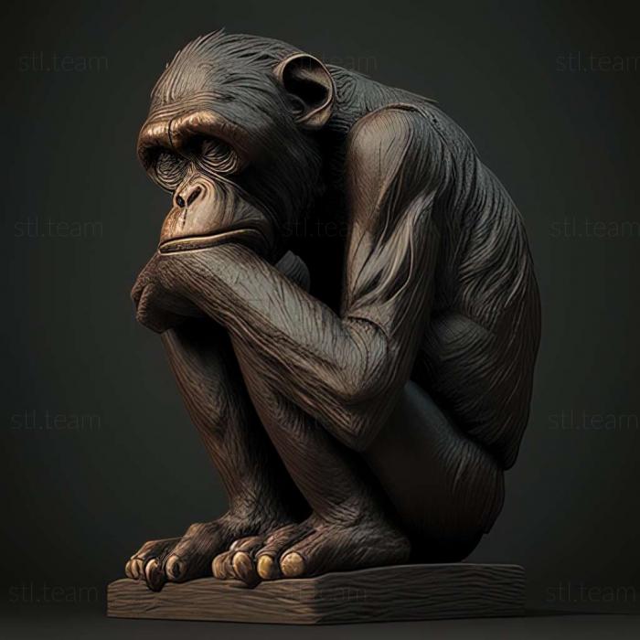 3D модель Знаменитое животное шимпанзе Конго (STL)